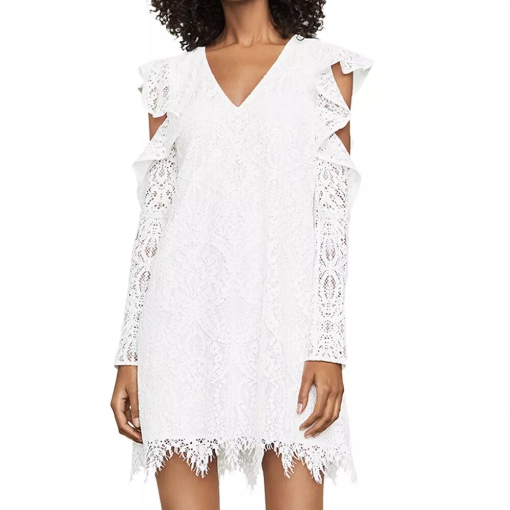 BCBGMAXAZRIA Marian Cold-Shoulder Lace Dress M